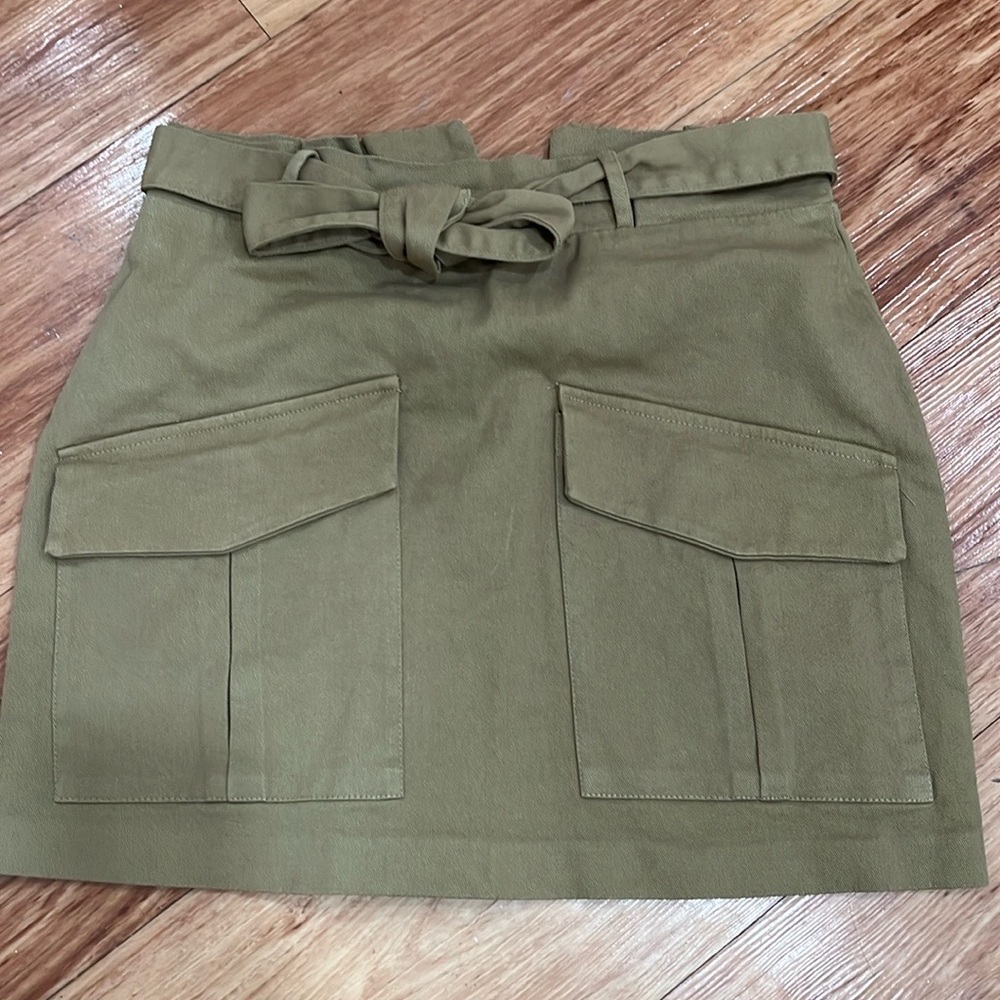 Olive Green Skirt with Pockets